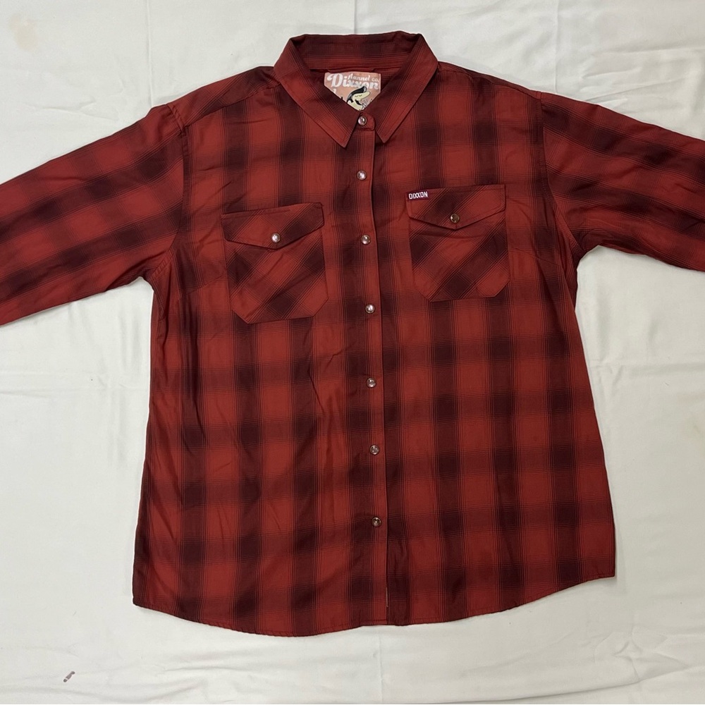DIXXON - Toscana: Women’s Red & Black Plaid Casual Button Down Shirt